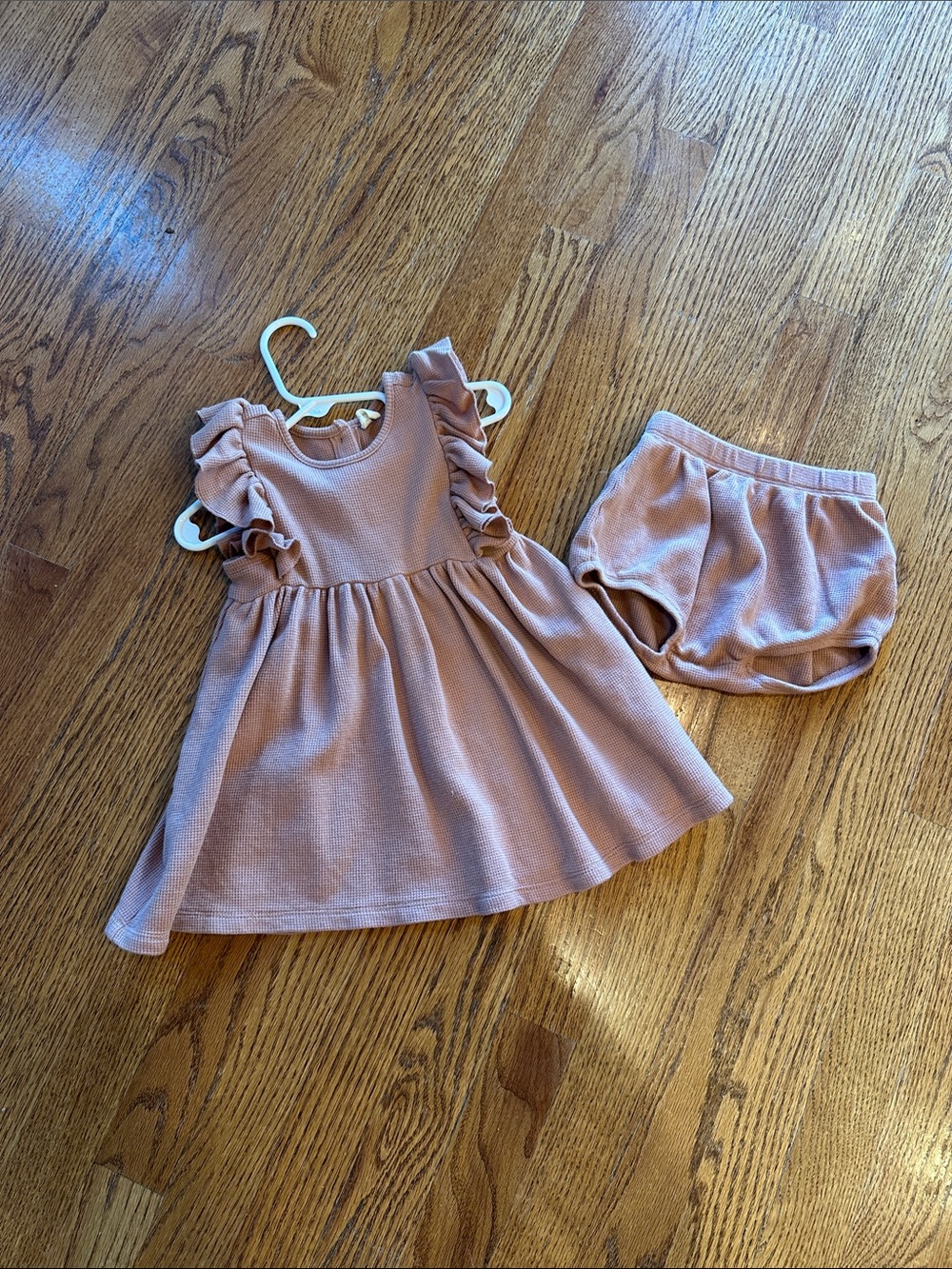 Quincy Mae dusty rose Knit Ruffle Sleeve Dress with Bloomers - 18-24 mo